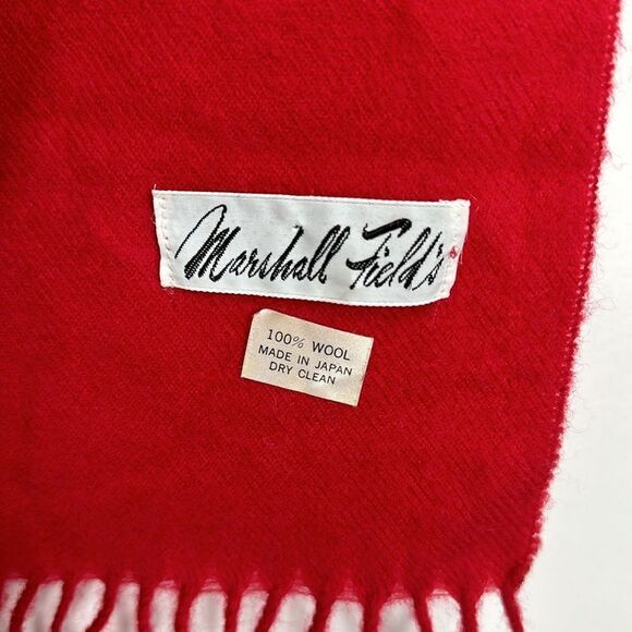 Marshall Field’s Wool Red Winter Fringe Scarf - Picture 3 of 5